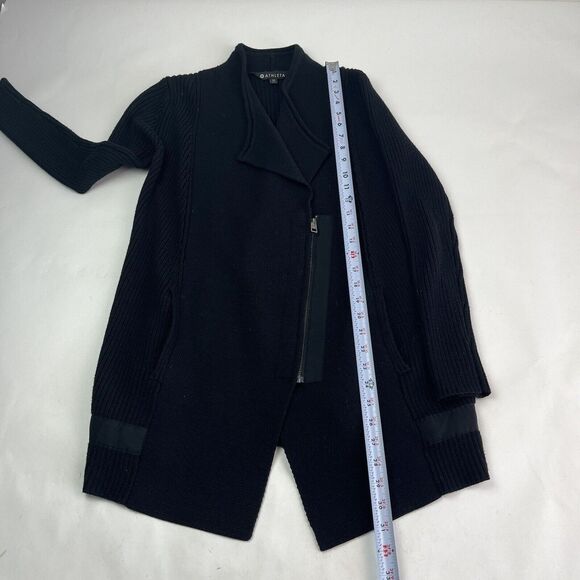 Athleta Black Thermolite Sentinel Merino Wool Cardigan XS Chunky Cabincore Lodge - Picture 7 of 15